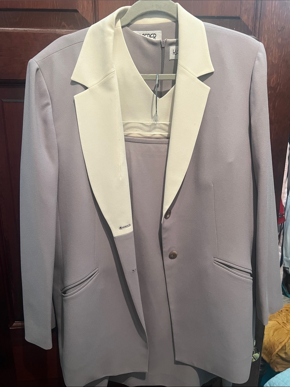 Kasper Grey and Cream 3 piece suit set